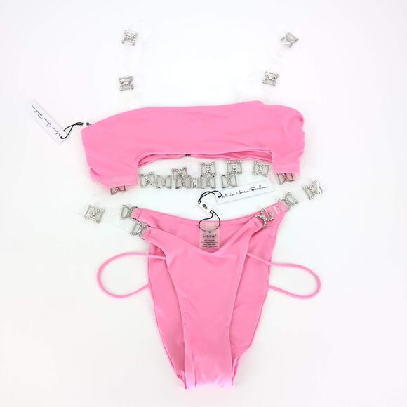 Monica Hansen Beachwear Shine Like A Diamond Pink Panther Bikini Set -Size M NWT - Picture 6 of 14
